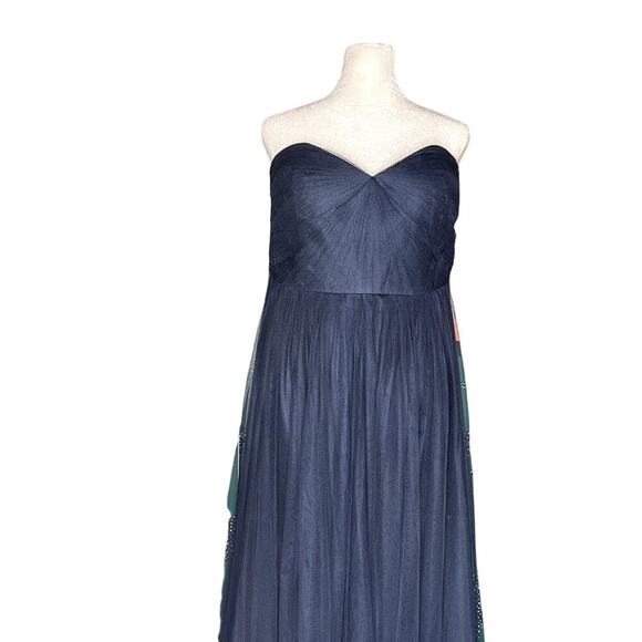 Jenny Yoo Annabelle Convertible Navy Tulle Sweetheart Strapless Dress Size 14 - Picture 4 of 12